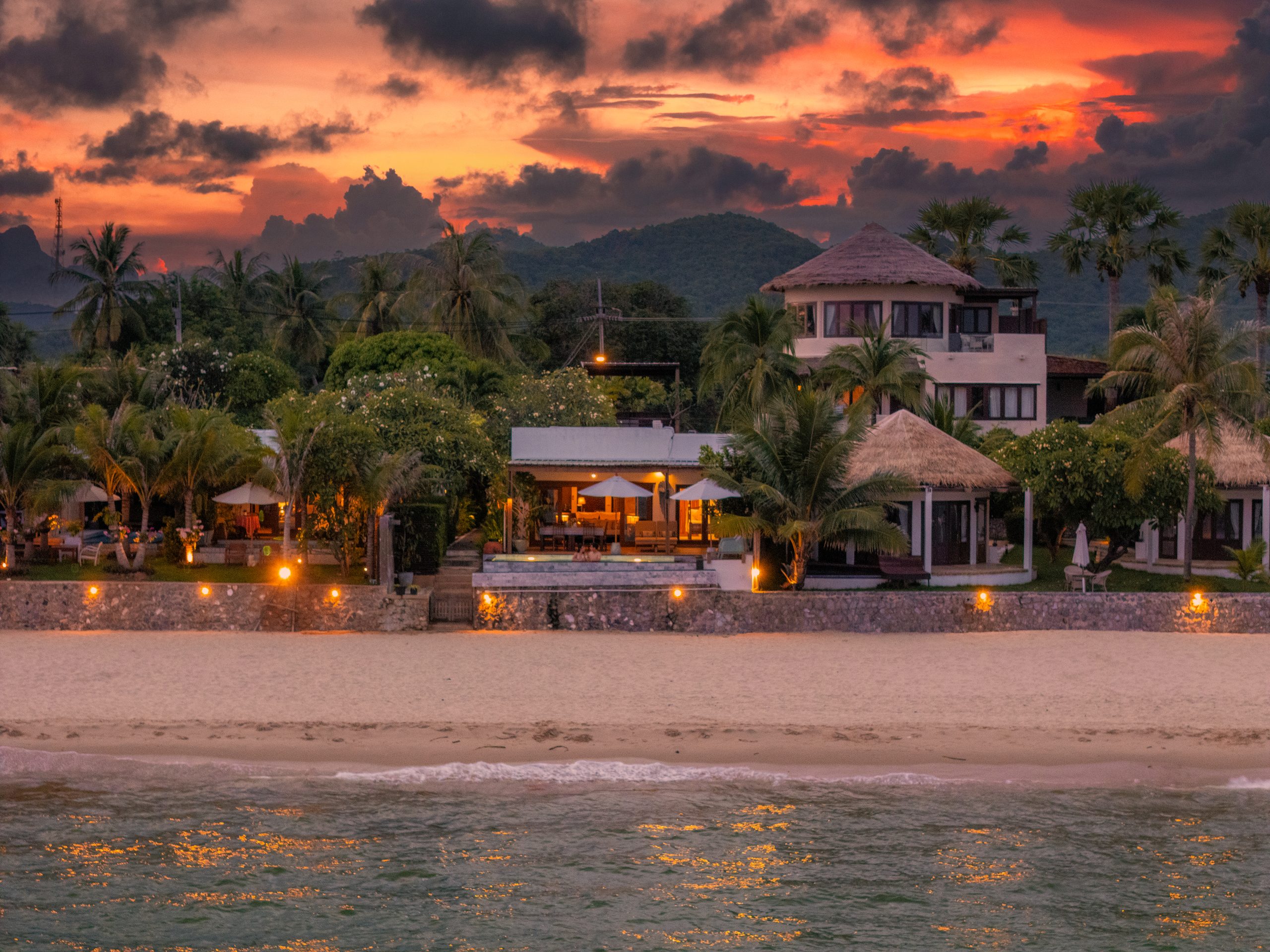 Areeya Beachfront Villas at sunset